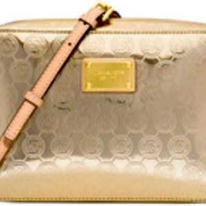 MICHAEL KORS Gold Mirror Metallic  Monogram MK Logo Purse Preloved (Used)